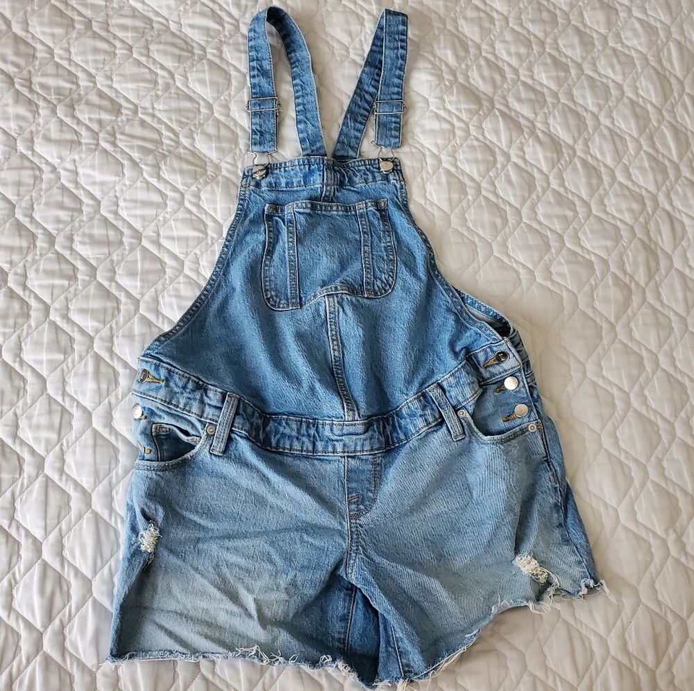 Isabel Maternity Shortall Denim Overall Shorts Size 2